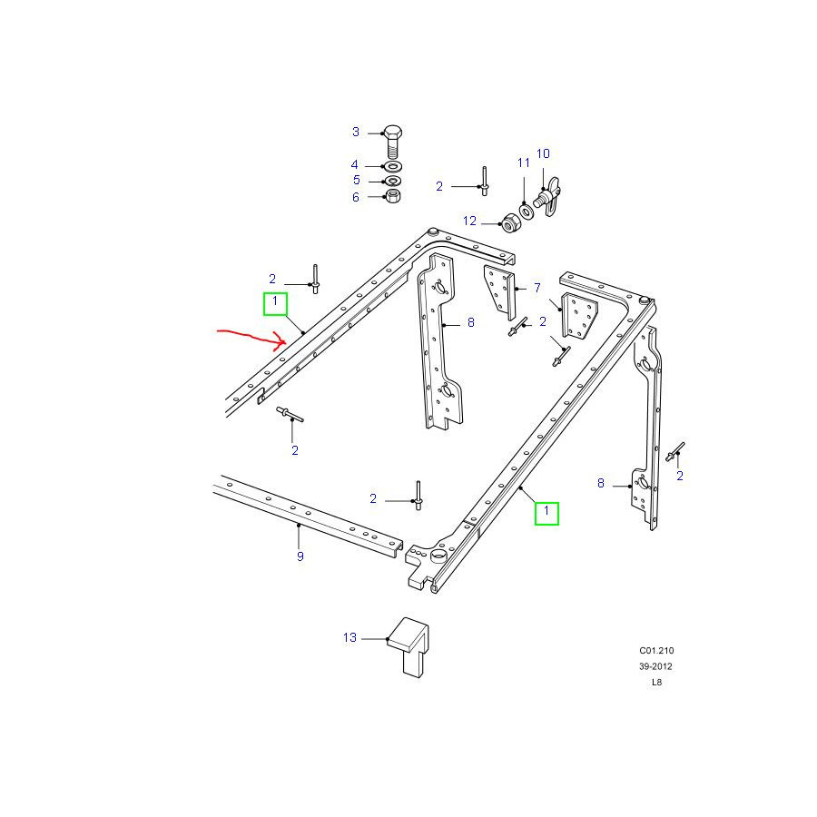 Hjørneliste Defender galvanisert h/s - Britpart